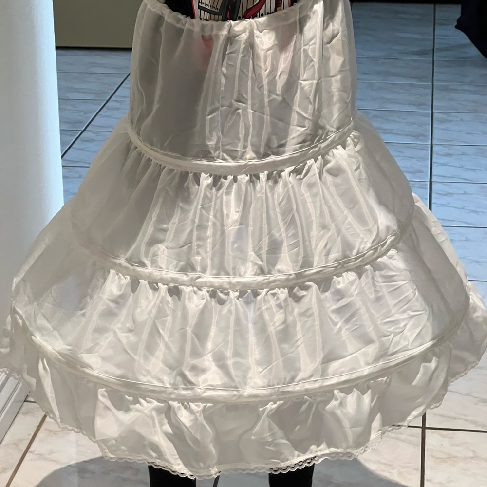 Petticoat 1 2 3 Hoops Full Length Crinoline Petticoat Skirt,White,